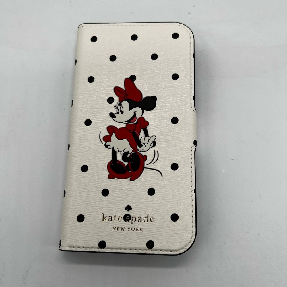 Kate Spade Disney Minnie Mouse iPhone 12/12 Pro White Black Polka Dot Phone Case